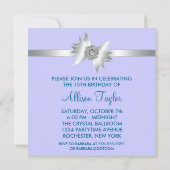 Lila Blue 15. Geburtstagsparty Einladung (Rückseite)