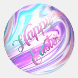 Lila Blue Abstrakt Happy Oster Runder Aufkleber