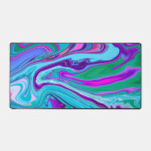 Lila Blue Abstrakt Playful Marmordesign Name Schreibtischunterlage (Vorderseite)