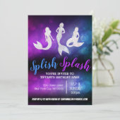 Lila Blue Adult Party Mermaid Einladungen (Stehend Vorderseite)