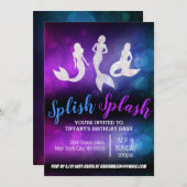 Lila Blue Adult Party Mermaid Einladungen (Vorne/Hinten)