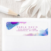 Lila Blue Alcohol Ink Moderne Rücksendeadresse (Insitu)