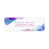 Lila Blue Alcohol Ink Moderne Rücksendeadresse (Vorne)