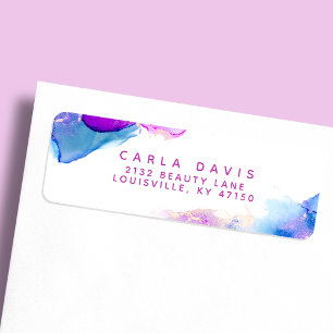 Lila Blue Alcohol Ink Moderne Rücksendeadresse