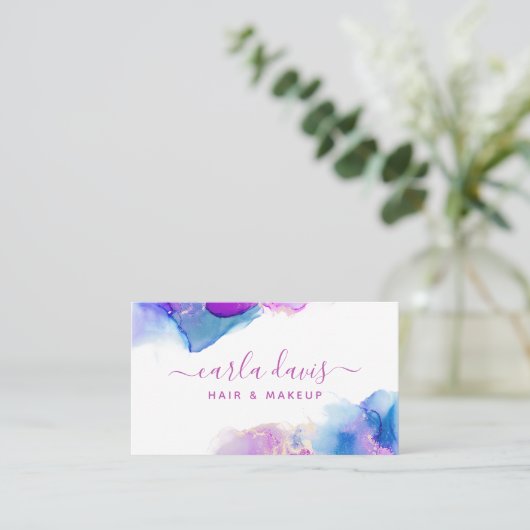 Lila Blue Alcohol Tinte Visitenkarte (Stehend Vorderseite)