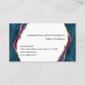 Lila Blue Aqua Gold Veins Agate Beruflich Visitenkarte (Rückseite)