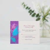 Lila Blue Aquamarin Peacock Wedding RSVP Card (Stehend Vorderseite)