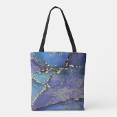 Lila Blue Aquamarin und Gold Liquid Art Monogram Tasche (Rückseite)