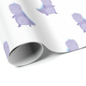Lila Blue Baby Dinosaur Muster Geschenkpapier (Rolleneckpunkt)