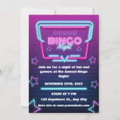 Lila Blue Bingo Night Party Einladung (Vorderseite)