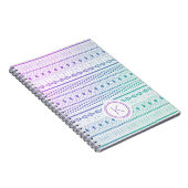 Lila Blue Boho Monogram Ombre Notizblock (Rechte Seite)