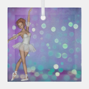 Lila & Blue Bokeh Hintergrund & Ballerina Ornament Aus Glas