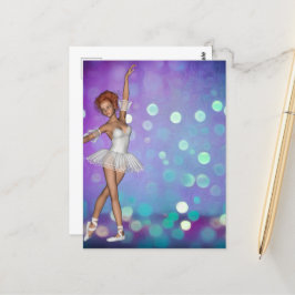 Lila & Blue Bokeh Hintergrund & Ballerina Postkarte