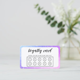 Lila Blue Border Imitats Glitzer Treue Card Visitenkarte