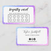 Lila Blue Border Imitats Glitzer Treue Card Visitenkarte (Vorne/Hinten)