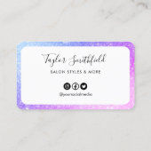 Lila Blue Border Imitats Glitzer Treue Card Visitenkarte (Rückseite)