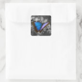 Lila Blue Butterfly Quadratischer Aufkleber (Tasche)