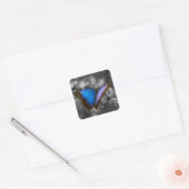 Lila Blue Butterfly Quadratischer Aufkleber (Umschlag)