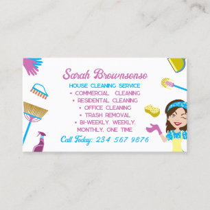 Lila Blue Clean Housekeeper-Reinigung Janitorial Visitenkarte