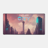 Lila Blue Colorful Future Cyberpunk City Schreibtischunterlage (Vorderseite)