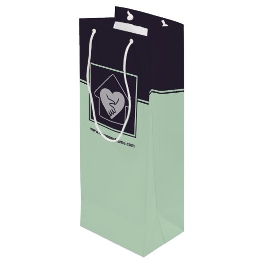 Lila & Blue Custom Image & Logo Vielen Dank Wein Geschenktüte Für Weinflaschen (Rückseite Schrägansicht)