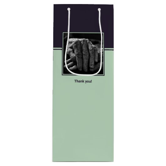 Lila & Blue Custom Image & Logo Vielen Dank Wein Geschenktüte Für Weinflaschen (Vorderseite)