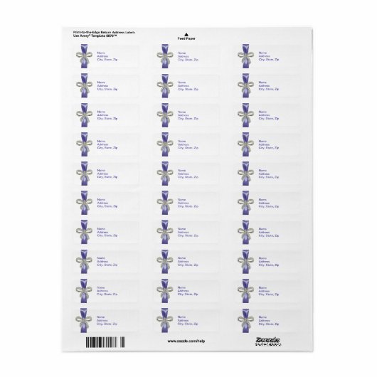 Lila Blue Diamond Bow Address Labels (Vorne)