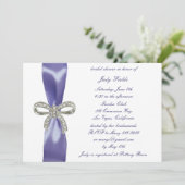 Lila Blue Diamond Bow Brautparty Einladung (Stehend Vorderseite)