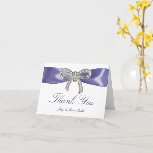 Lila Blue Diamond Bow Danke-Card Karte (Gelbe Blume)
