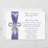 Lila Blue Diamond Bow Hochzeitsempfang Einladung (Vorderseite)