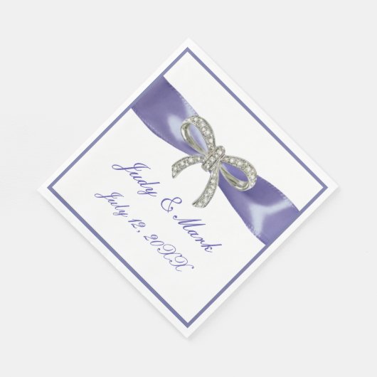 Lila Blue Diamond Bow Paper Napkins Serviette (Ecke)