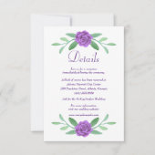 Lila Blue Diamond Bow Wedding Details Card (Vorderseite)
