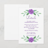 Lila Blue Diamond Bow Wedding Details Card (Vorne/Hinten)