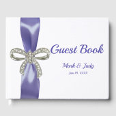 Lila Blue Diamond Bow Wedding Guestbook Gästebuch (Vorderseite)