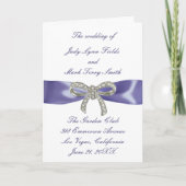 Lila Blue Diamond Bow Wedding Program Card Karte (Vorderseite)