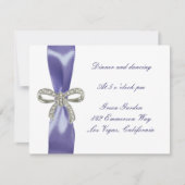 Lila Blue Diamond Bow Wedding Reception Card Ankündigung (Vorderseite)