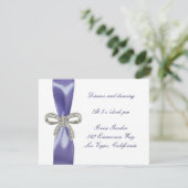 Lila Blue Diamond Bow Wedding Reception Card Ankündigung (Stehend Vorderseite)