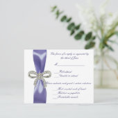 Lila Blue Diamond Bow Wedding Response Card Ankündigung (Stehend Vorderseite)