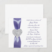 Lila Blue Diamond Heart Brautparty Einladung (Vorne/Hinten)