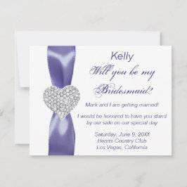 Lila Blue Diamond Heart Bridesmaid Card Einladung