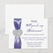 Lila Blue Diamond Heart Bridesmaid Card Einladung (Vorne/Hinten)