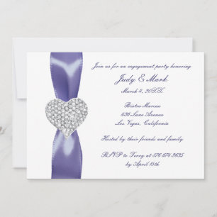 Lila Blue Diamond Heart Engagement Party Einladung