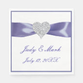 Lila Blue Diamond Heart Paper Napkins Serviette (Vorderseite)