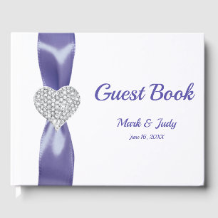 Lila Blue Diamond Heart Wedding Gästebuch