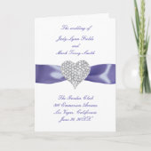 Lila Blue Diamond Heart Wedding Program Card Karte (Vorderseite)