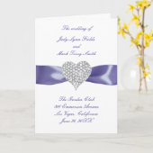 Lila Blue Diamond Heart Wedding Program Card Karte (Gelbe Blume)