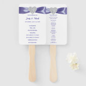 Lila Blue Diamond Heart Wedding Program Fans Fächer (Vorne und Hinten)