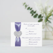 Lila Blue Diamond Heart Wedding Response Card Einladung (Stehend Vorderseite)
