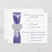 Lila Blue Diamond Heart Wedding Response Card Einladung (Vorne/Hinten)