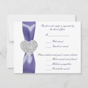 Lila Blue Diamond Heart Wedding Response Card Einladung